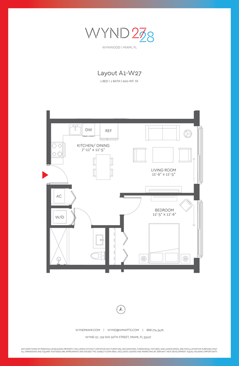 W27 - 1BR 1BA_600 SF at WYND 27 & WYND 28, Miami